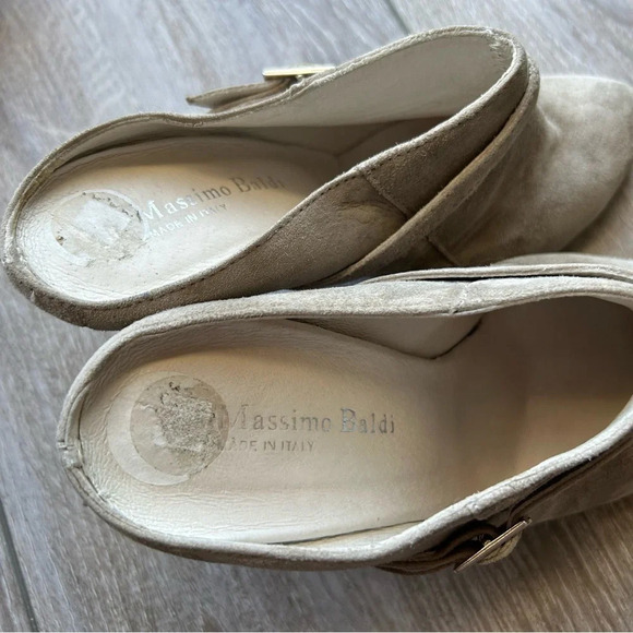 Massimo Baldi Taupe  Suede Leather Mules Made in Italy - Picture 7 of 13